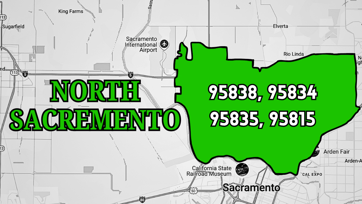 95838, 95834, 95835, 95815 targeting map showing coverage area