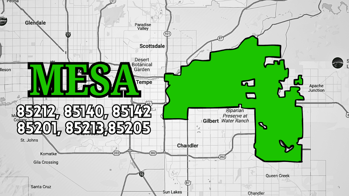 85212, 85140,85142,85201,85213,85205 targeting map showing coverage area