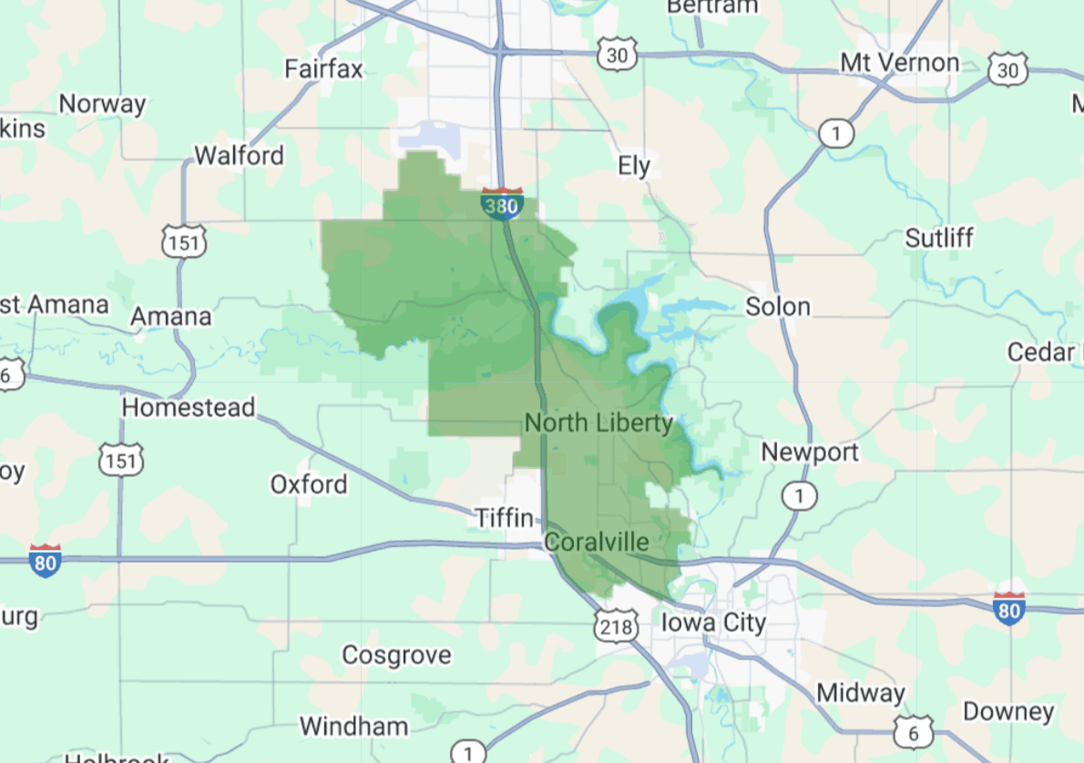 52317, 52338, 52241 targeting map showing coverage area