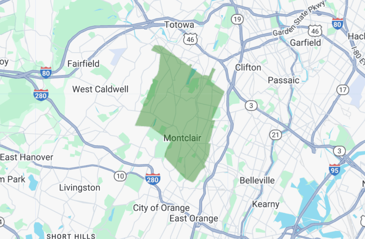 07028, 07042, 07044, 07043, 07009 targeting map showing coverage area