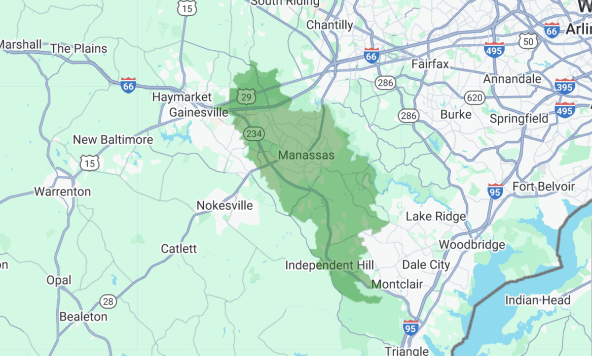 20110, 20111, 20109, 20112, 20108 targeting map showing coverage area