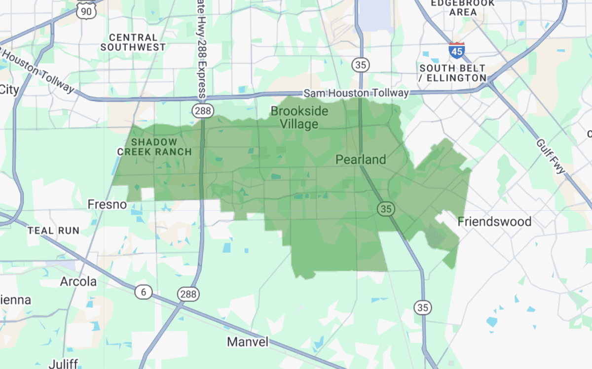 77584, 77581 targeting map showing coverage area